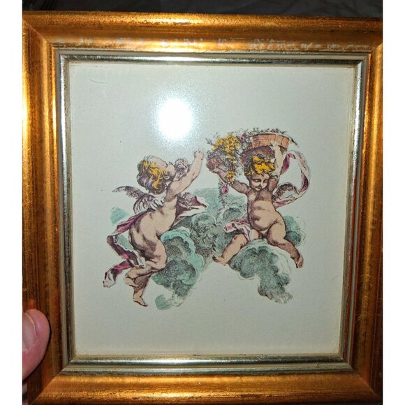 Vintage Cherub Wall Art Set Of 2 Framed Prints - Picture 3 of 8
